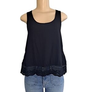 Garage Black Lace Hem Sleeveless Tank Top XS